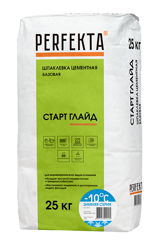 1579 Шпаклевка цементная базовая Старт Глайд Зимняя серия, 25 кг