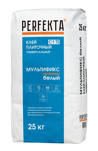 1050 Клей плиточный универсальный Мультификс Белый C1 TE, 25 кг